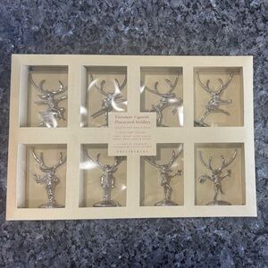 Pottery Barn Silver Reindeer Figurine Set